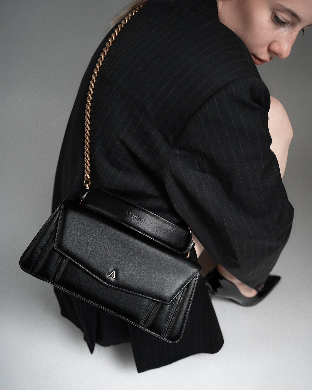 Lia Bag with Top Handle Antique Gold Crossbody Leather Handbag