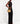 Melissa Drawstring Metallic Gold black studio model with leather-interwoven gold chain